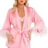 Roma Costume Satin Robe With Ostrich Feather Trim