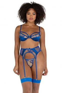 Roma Costume Floral Embroidered And Satin Bra Set